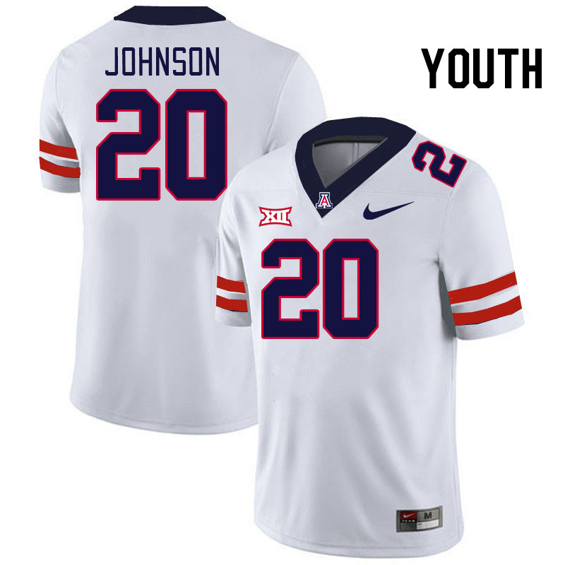 Youth #20 Brandon Johnson Arizona Wildcats Big 12 Conference College Football Jerseys Stitched-White